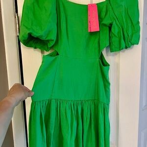 Lilly Pulitzer Green Off the Shoulder Puff Sleeve Sundress